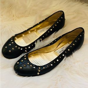 Jimmy Choo Black and Gold Studded Flats